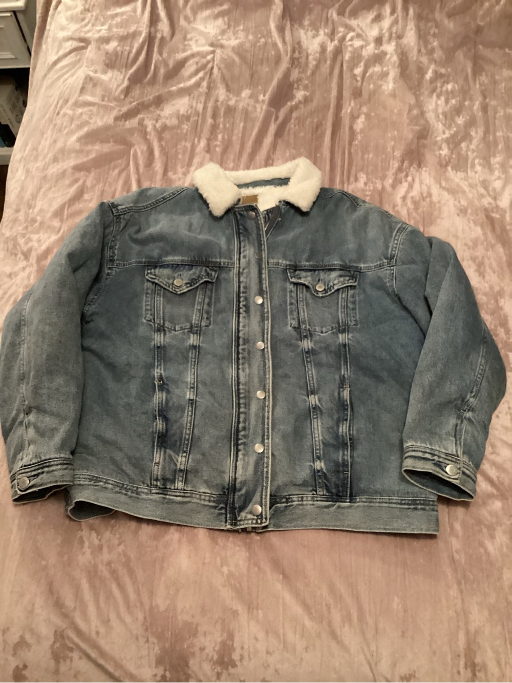 Vintage American Eagle Outfitters Light Blue Denim Sherpa Lined Jacket